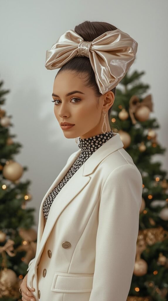 High Bun with Ribbon Bow Accent