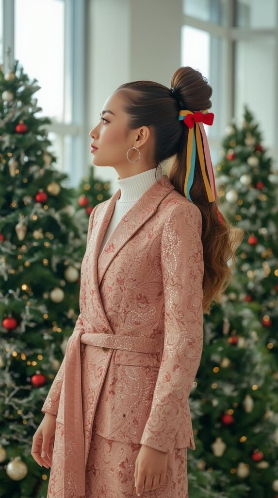 Bubble Ponytail with Ribbon Ties