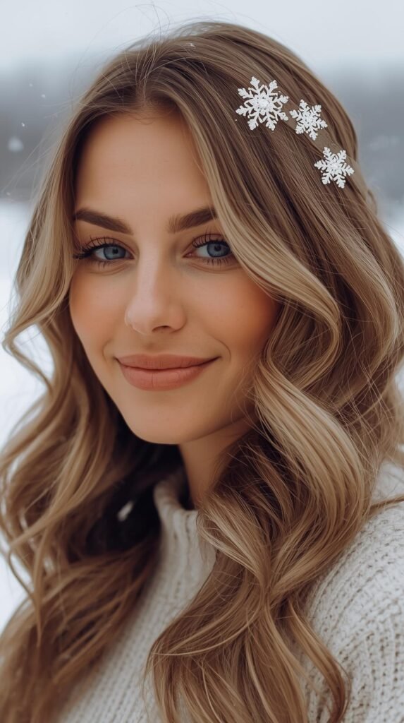 Loose Waves + Snowflake Barrettes