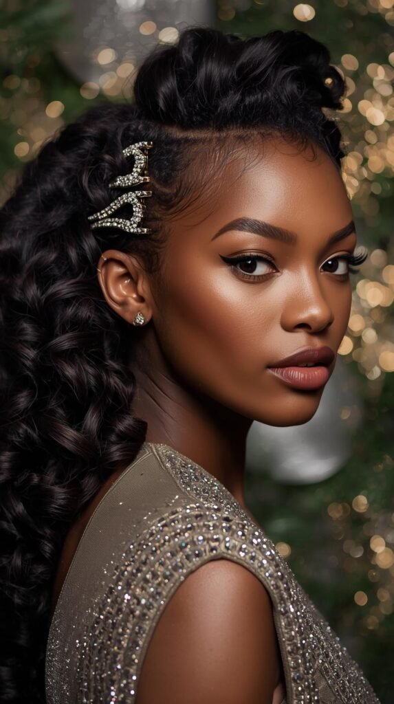 Tight Spiral Curls + Sparkling Crystal Clips