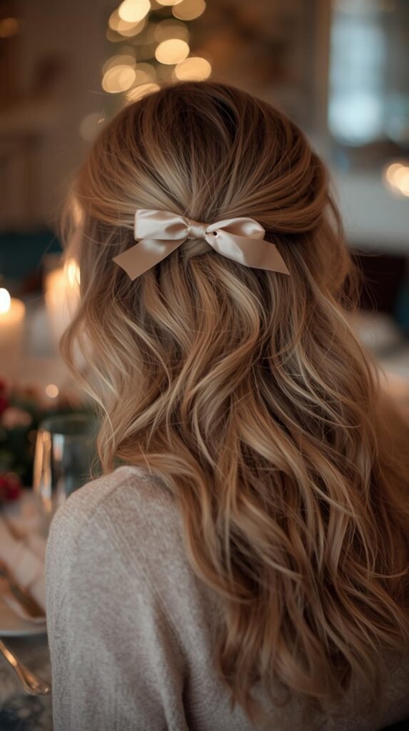 Beachy Textured Waves + Satin Ribbon Clip