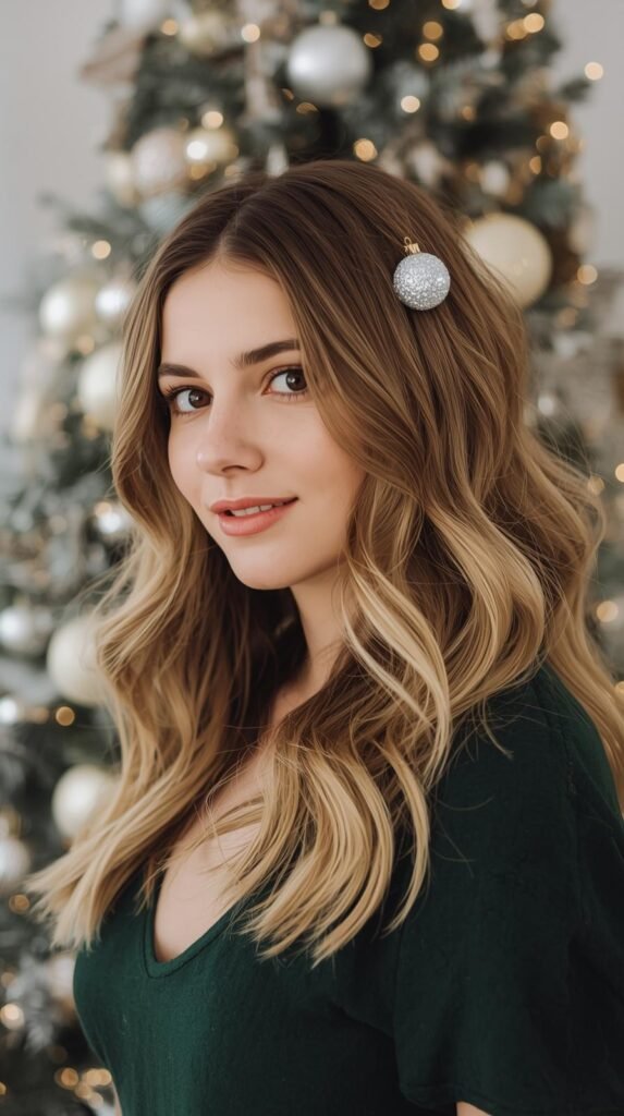 Loose Waves + Christmas Bauble Clip