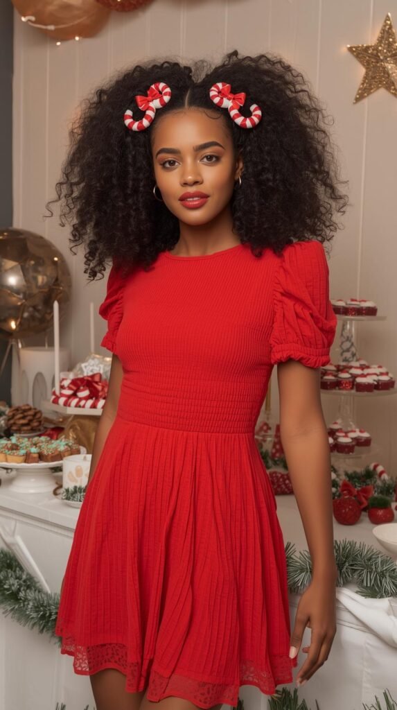 Voluminous Curls + Candy Cane Clips