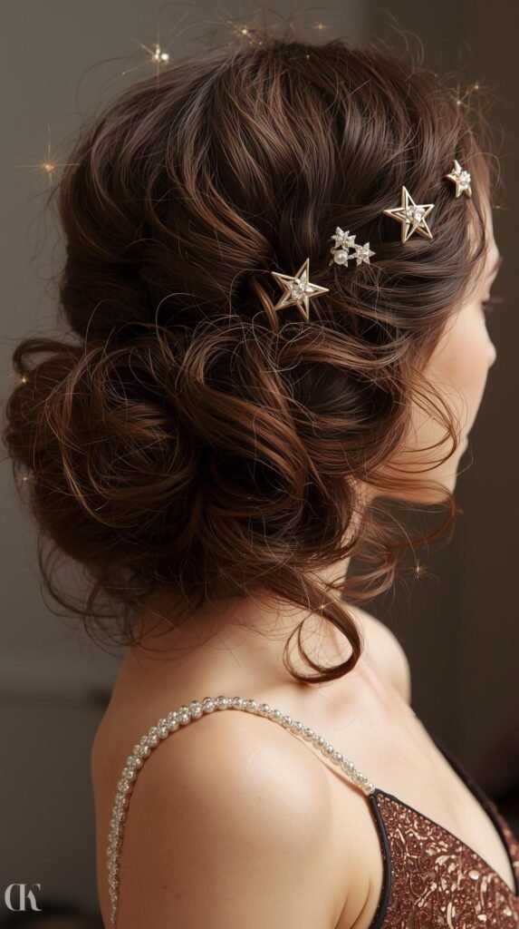 Bouncy Curls + Star-Shaped Hair Pins