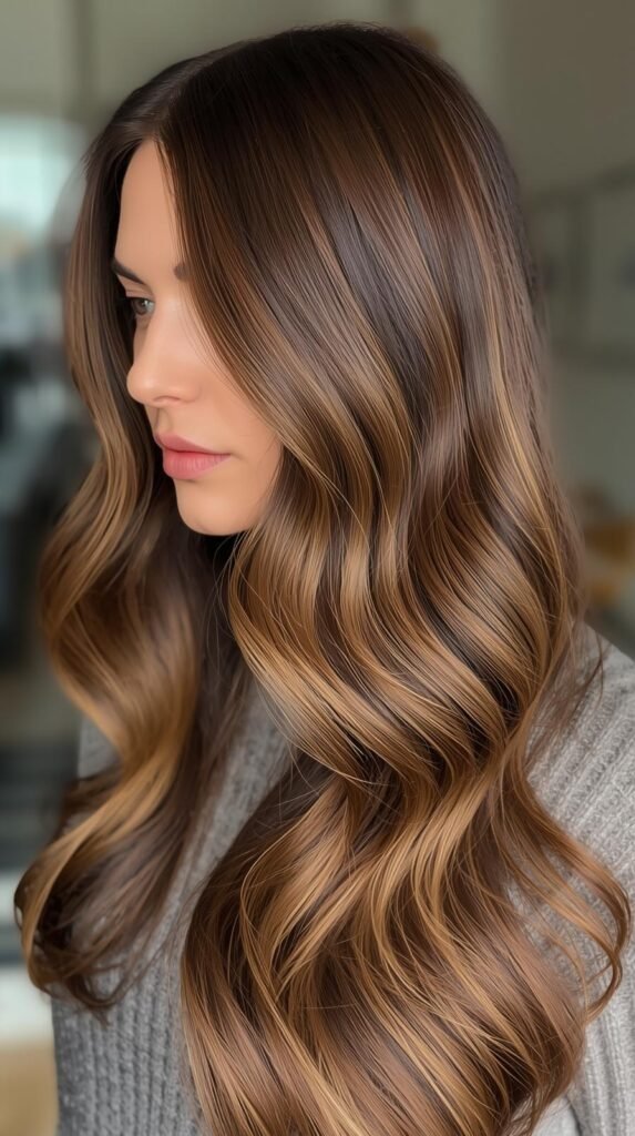 caramel highlights on brown hair