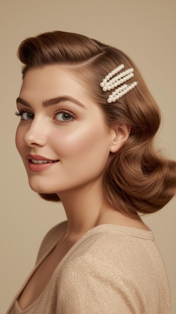 Soft Retro Waves + Pearl Hair Clips