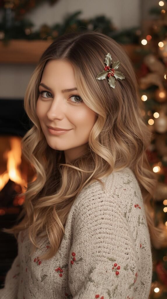 Soft Curls + Holly Leaf Clips
