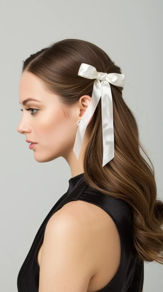 Festive Bubble Ponytail with Ribbon Wraps