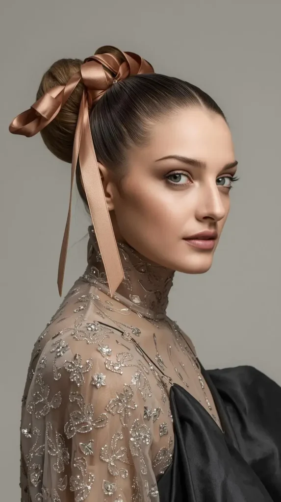 Sleek Straight Hair with Metallic Barrettes