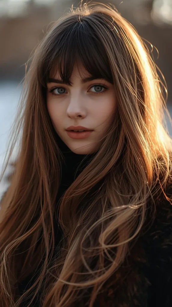 Long Hair with Arched Bangs