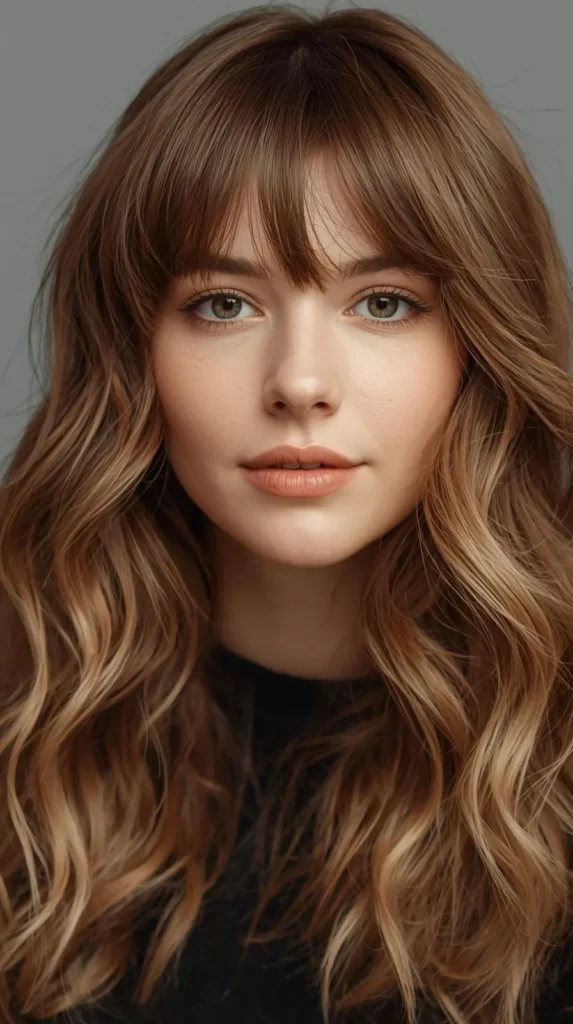 Wavy Hair with Thick Full Bangs