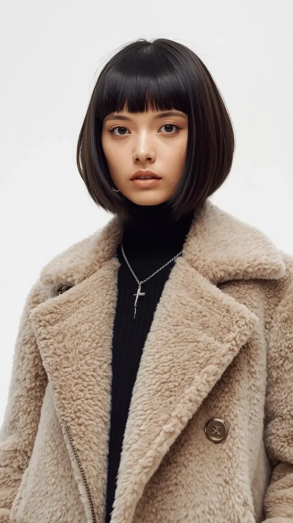 Baby Bangs with a Sleek Bob