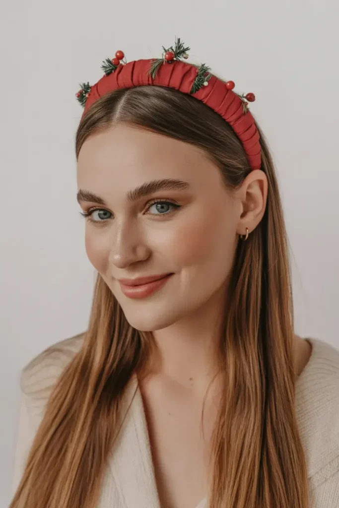 Santa-Hat Friendly Hairstyle (Loose Waves + Side Clips)